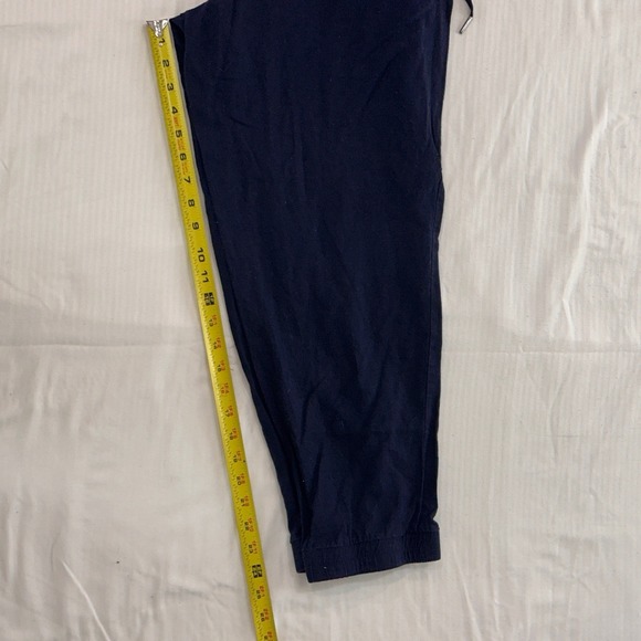 Needle & Cloth Linen Blend Drawstring Waist Cropped Pants Navy Size L Coastal - Picture 8 of 8